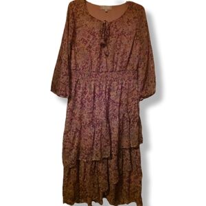 Time To Bloom Size Large Floral Peasant Style Dress